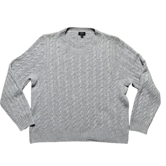J. Crew Sweaters - JCrew Cashmere Cable Knit Gray Sweater Size XXL 2XL Crewneck EUC